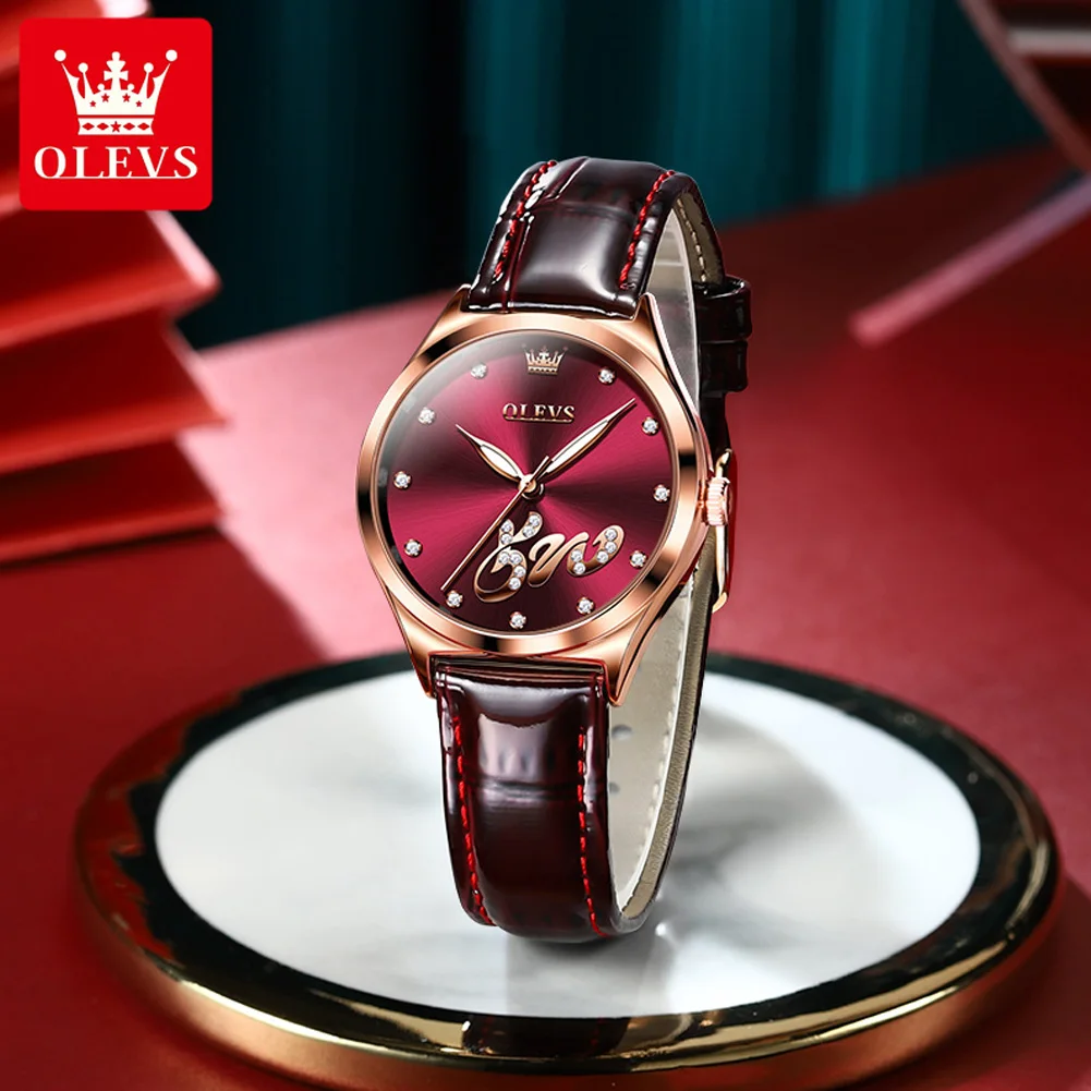 OLEVS Top Brand Luxury Quartz Watch for Women Waterproof Sport Wristwatch Fashion Leather Strap Female Watch Relogio Feminino