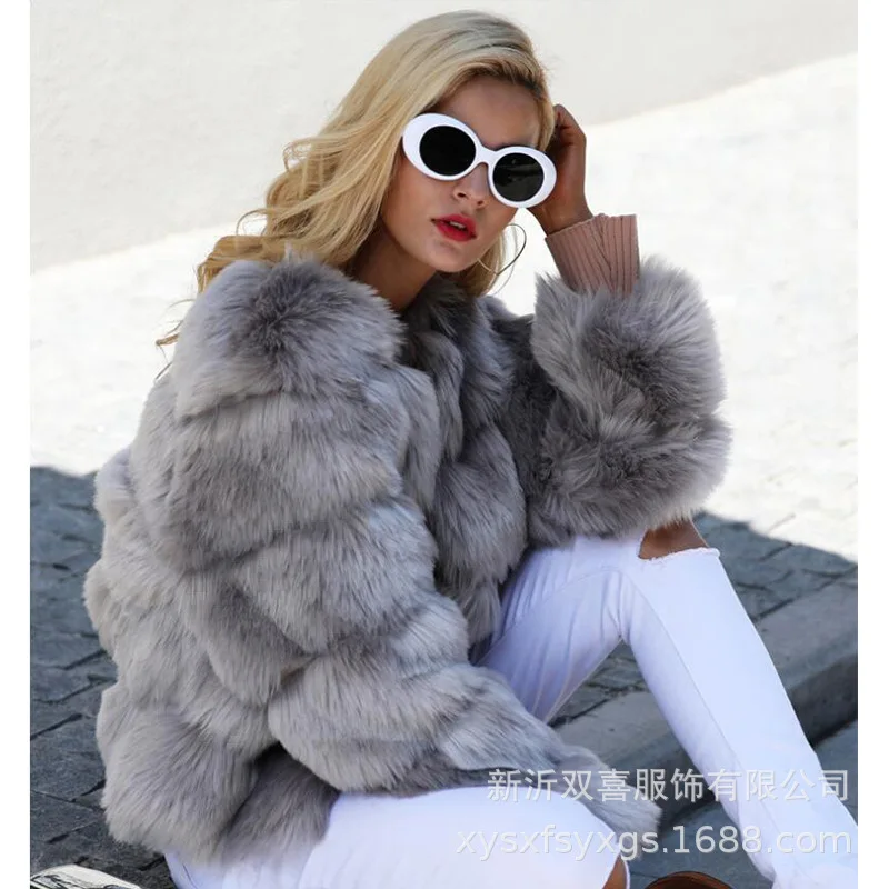 2022 Fur Fashion Fox Fur Faux Fur Coat Women's Korean Fashion Warm Fitting Fur Coat  Thick Warm Fur Jacket Luxury Lady Clothes