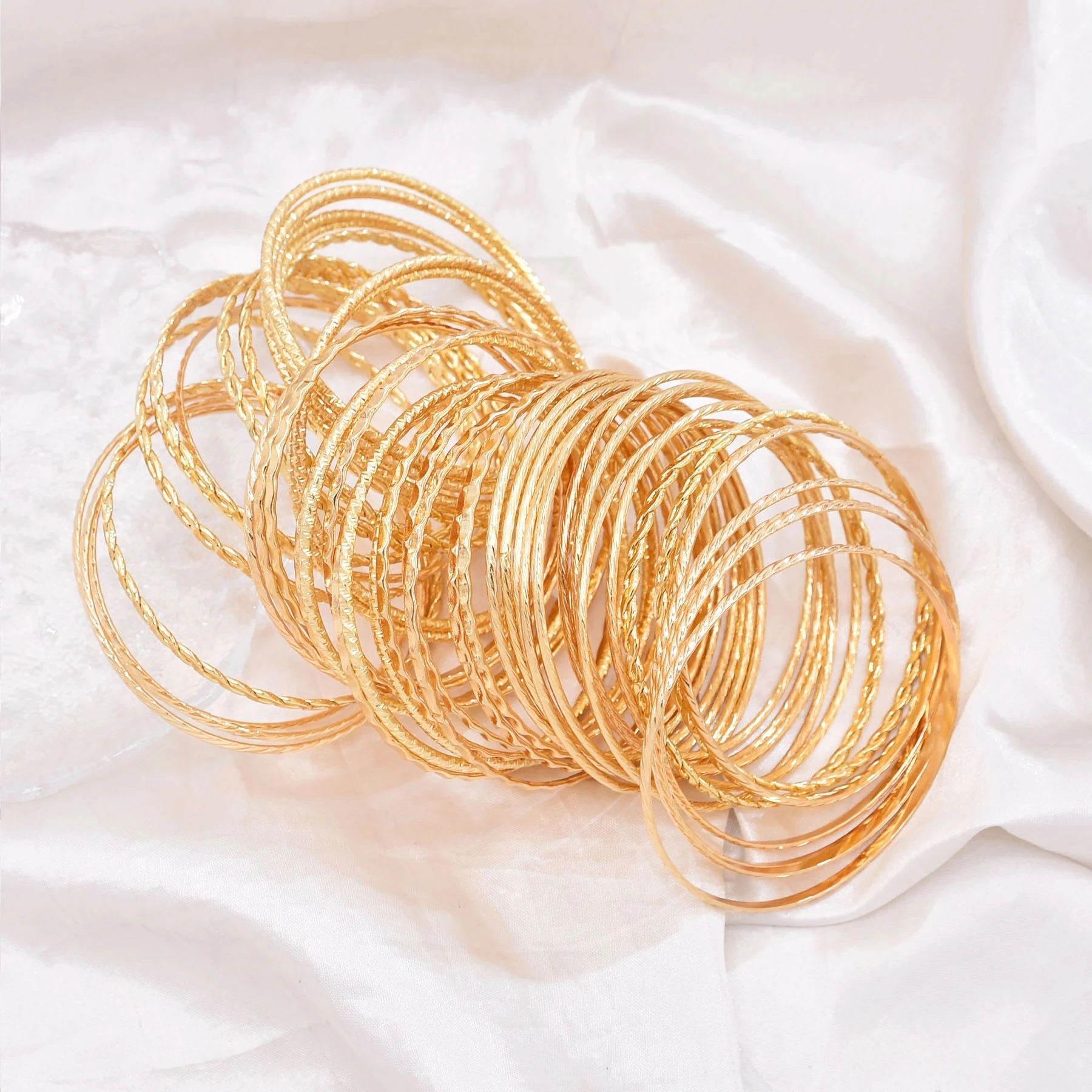 50 шт./комплект женские золотые браслеты