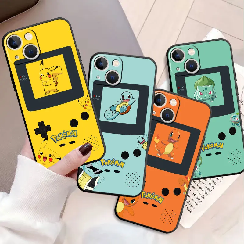 

Case For Apple iPhone 14 11 Pro Max 7 8 Plus X XS 13 Mini 12 SE XR 6 6S 5 5S 7+ 8+ Black Soft Phone Cover Game Pokemon Pikachu