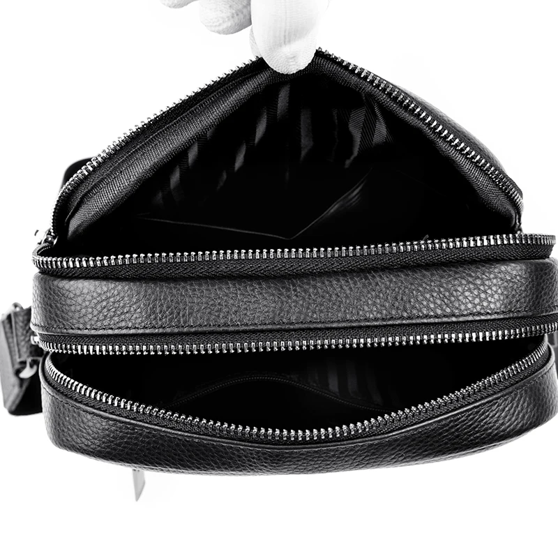 Высококачественные однотонные мужские сумки из натуральной кожи через плечо