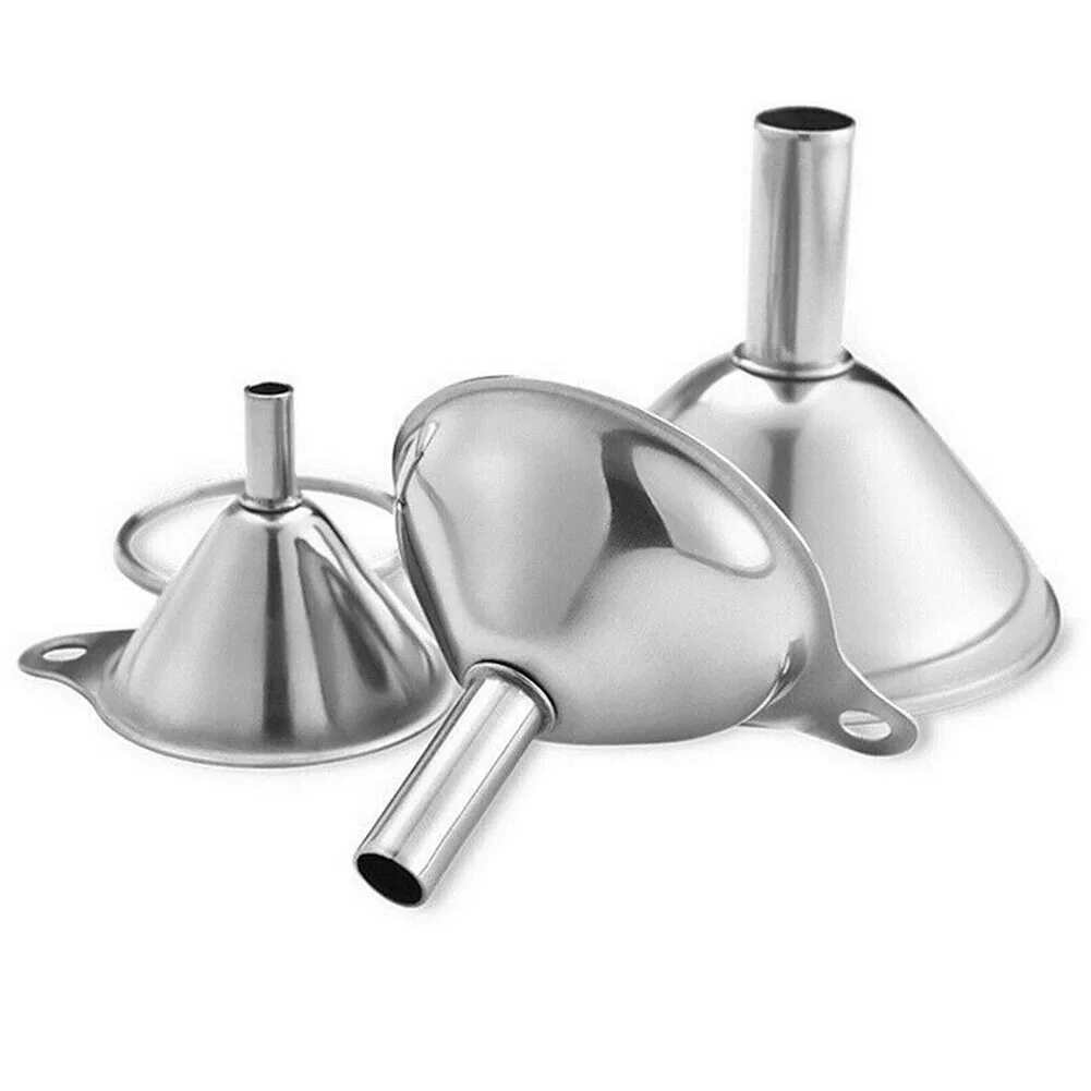 

3PCS Kitchen Funnel Stainless Steel Small Funnel For Kitchen Hip Flask Funnel With Long Handle Kitchen Gadgets