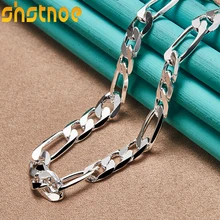 925 Sterling Silver 8mm Geometric 20 Inch Cuban Chain Necklace For Man Women Party Engagement Wedding Gift Fashion Charm Jewelry