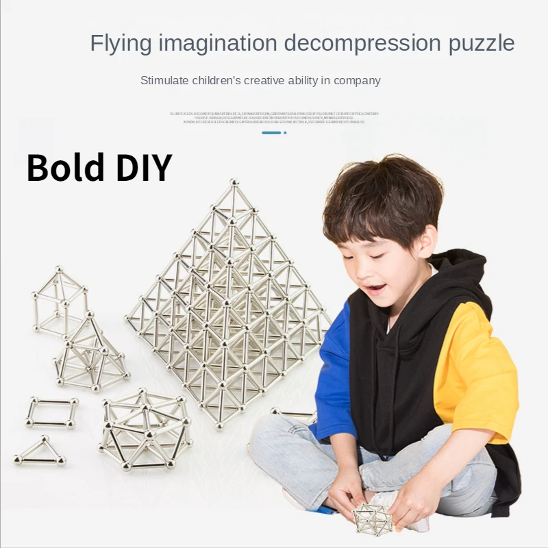 

Decompression Toy Iron-absorbing Magnetic Rod Parent-child Game Assembly Puzzle Construction DIY Art Creation Combination Set