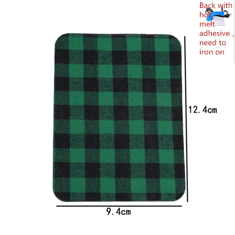 Красная и зеленая клетчатая термоклейкая нашивка хлопковые сетчатые тканевые