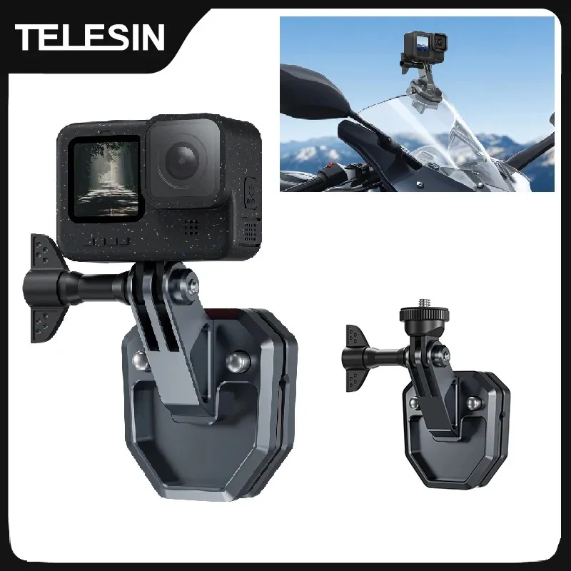Фото Крепление-держатель TELESIN для экшн-камер на ветровое стекло мотоцикла для GoPro, Insta360, DJI. Аксессуары для экшн-камер. Съемка от первого лица. №1