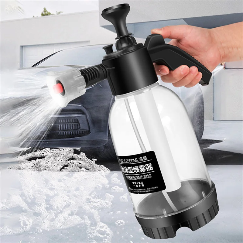 

2L Hand Pump Foam Sprayer Car Wash Handheld Foam Watering Can Cannon Car Washer Spray Bottle Auto Cleaning Tool
