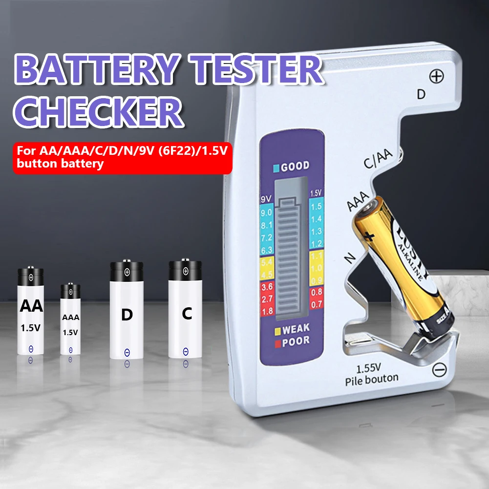 

Digital Battery Tester LCD Display C D N AA AAA 9V 1.5V Button Cell Battery Capacity Check Detector Capacitance Diagnostic Tool