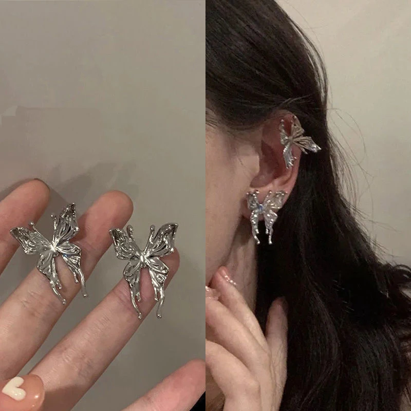

Korean Fashion Gothic Punk Style Stereo Butterfly Women Earring for Cool Female Metal Dangle Earrings Party Trendy Jewelry Gifts