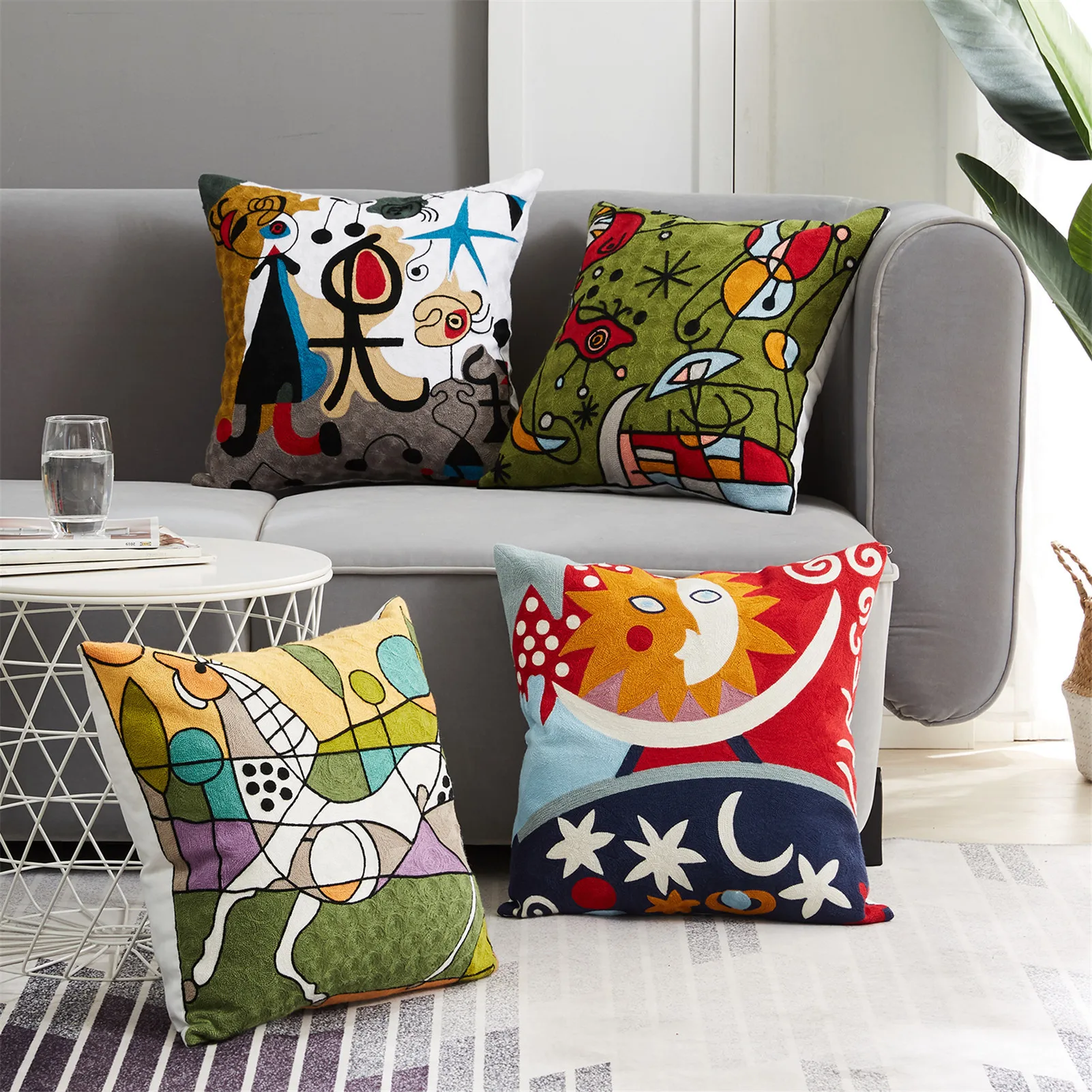 

Topfinel Embroidery Cushions Covers Picasso Pillowcase Decorative Throw Pillows Covers For Sofa Car Bed Pillowcase 45x45cm