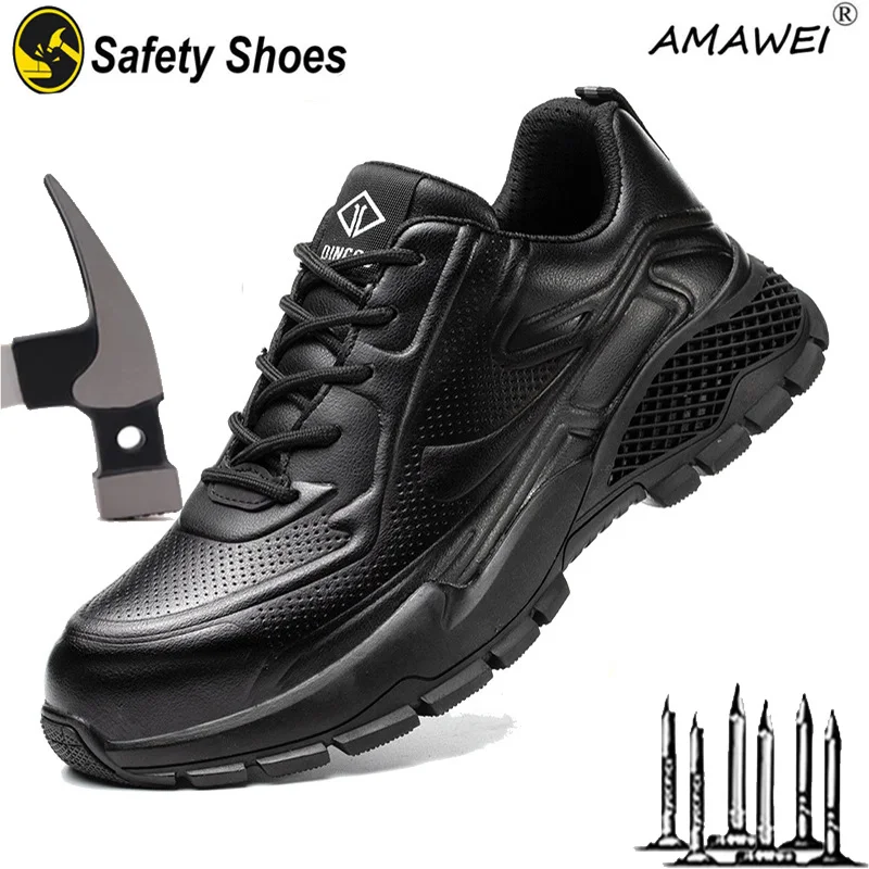 

AMAWEI Waterproof Work Safety Shoes Men Anti-smashing Slip-resistant Industry Working Boots Comfort Indestructible Shoe Male