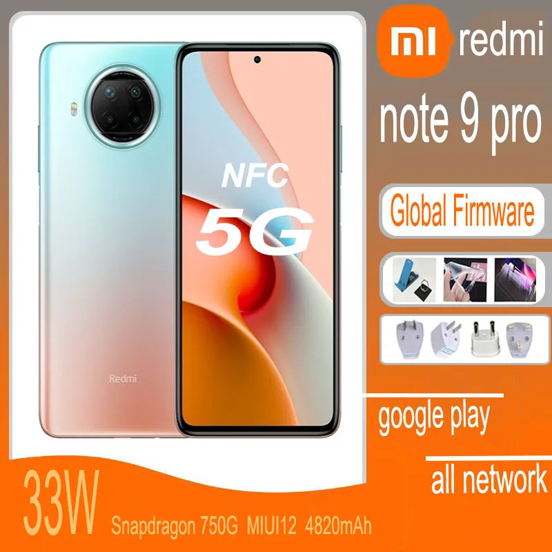celular Smartphone xiaomi redmi Note 9 Pro 5G NFC Mobile phone Snapdragon 750G global version full netcom android