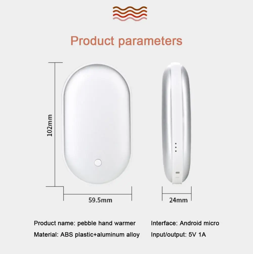 Hand Warmer Heater Pocket Winter Heating Portable 5200mAh USB Rechargeable Power Bank Hand Warmer Electric Heater Pad Warming images - 6