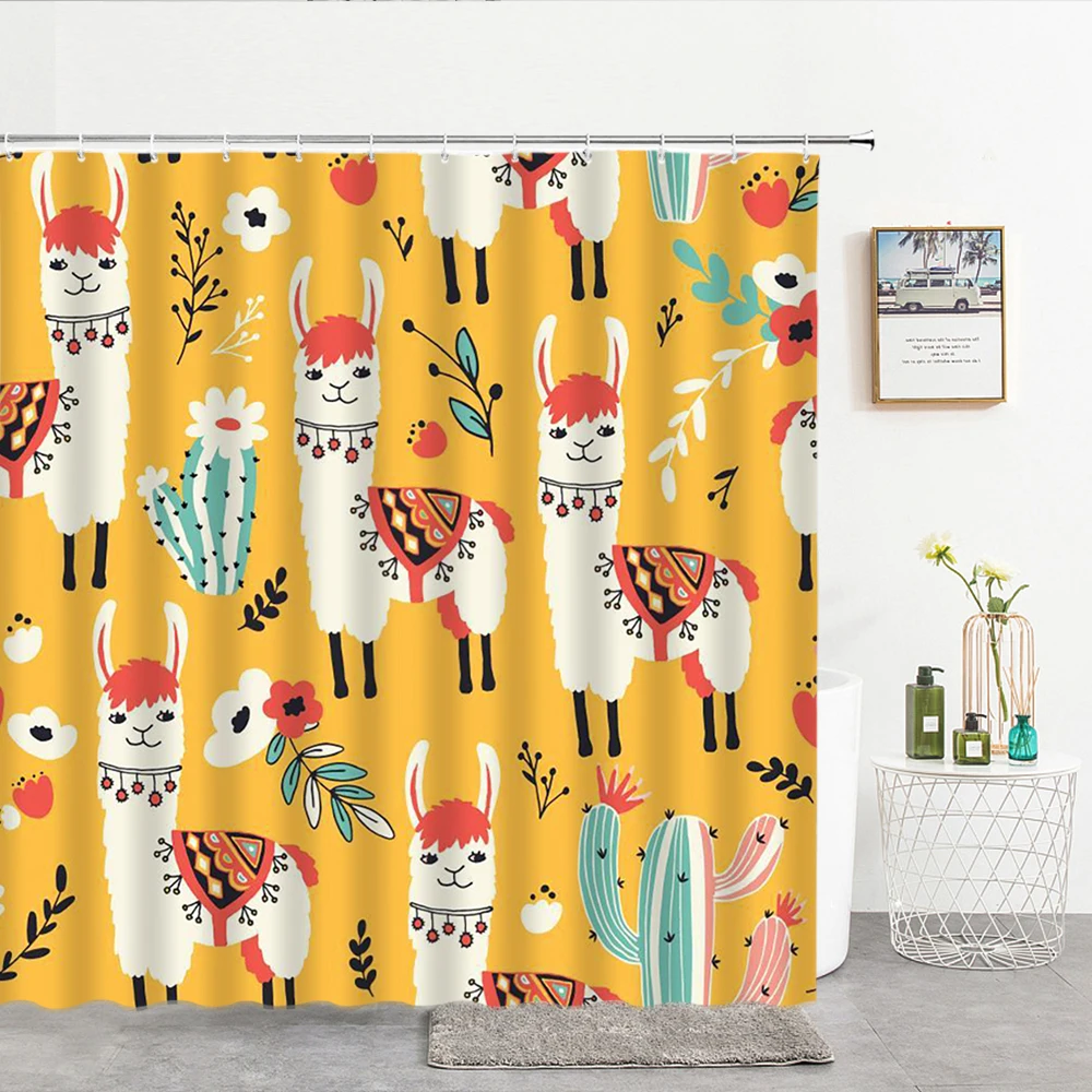 Шторы для ванной с 3d рисунком кота из мультфильма водонепроницаемые моющиеся