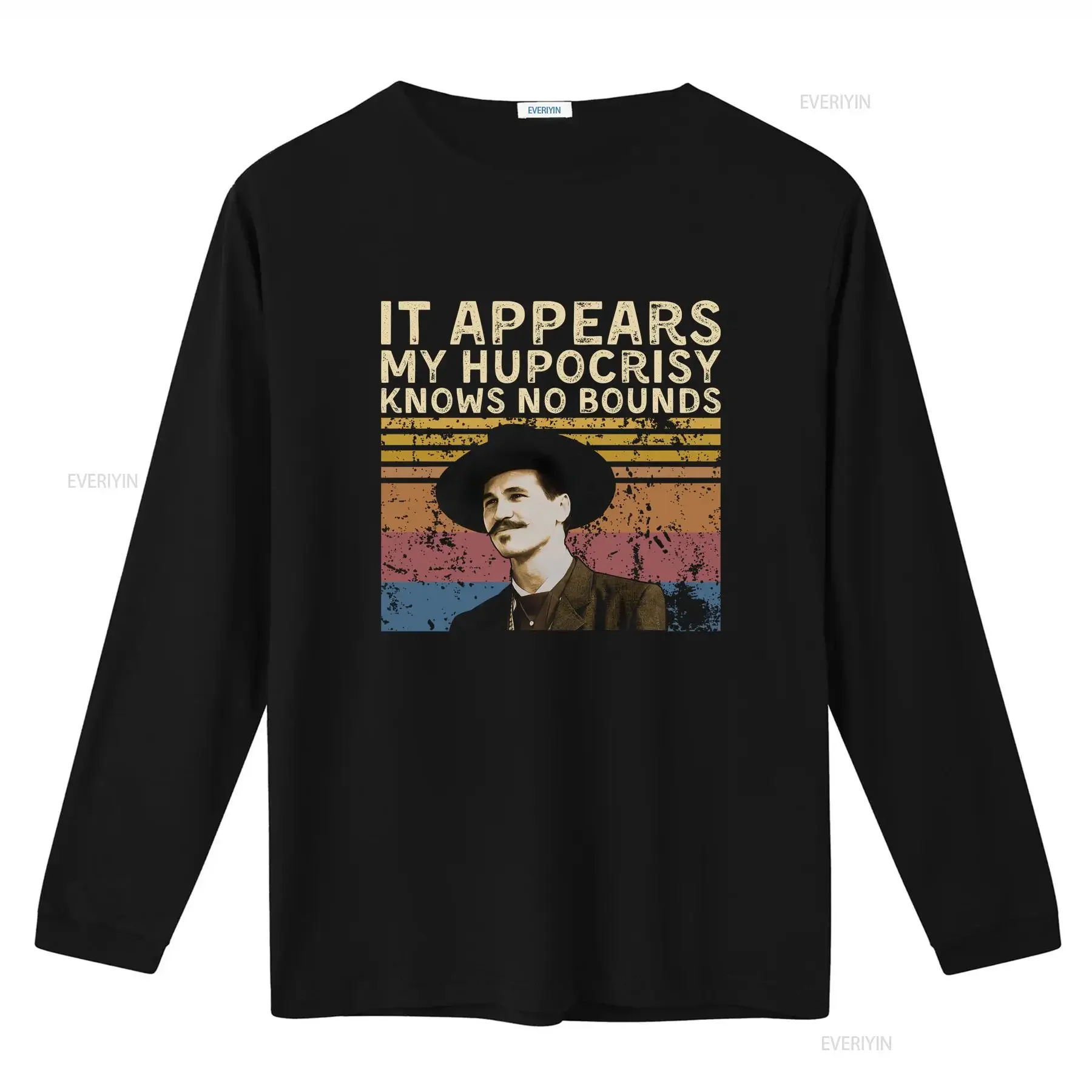 Фото Doc Holliday IT Appears My Hypocrisy Knows NO Bounds Винтажная футболка SweaT винтажная стираная мужская растянутая модная унисекс №3