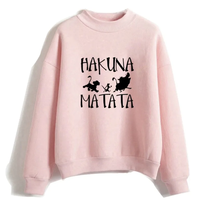 

The Lion King Cartoon Hakuna Matata Funny Print Hoodie Women Kawaii Tops Sweatshirt for Girls Fashion Harajuku Pullovers O-neck