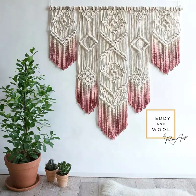 

Nordic Dyeing Tapestry Manual Weave Cotton Geometry Art Tapestry Homestay Bedside Wohnzimmer Deko Wall Hanging Decor DI50GT