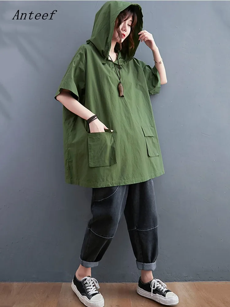 

short sleeve oversized cotton vintage hooded casual loose summer tee t shirt women t-shirt woman tshirt 2023 tops clothing