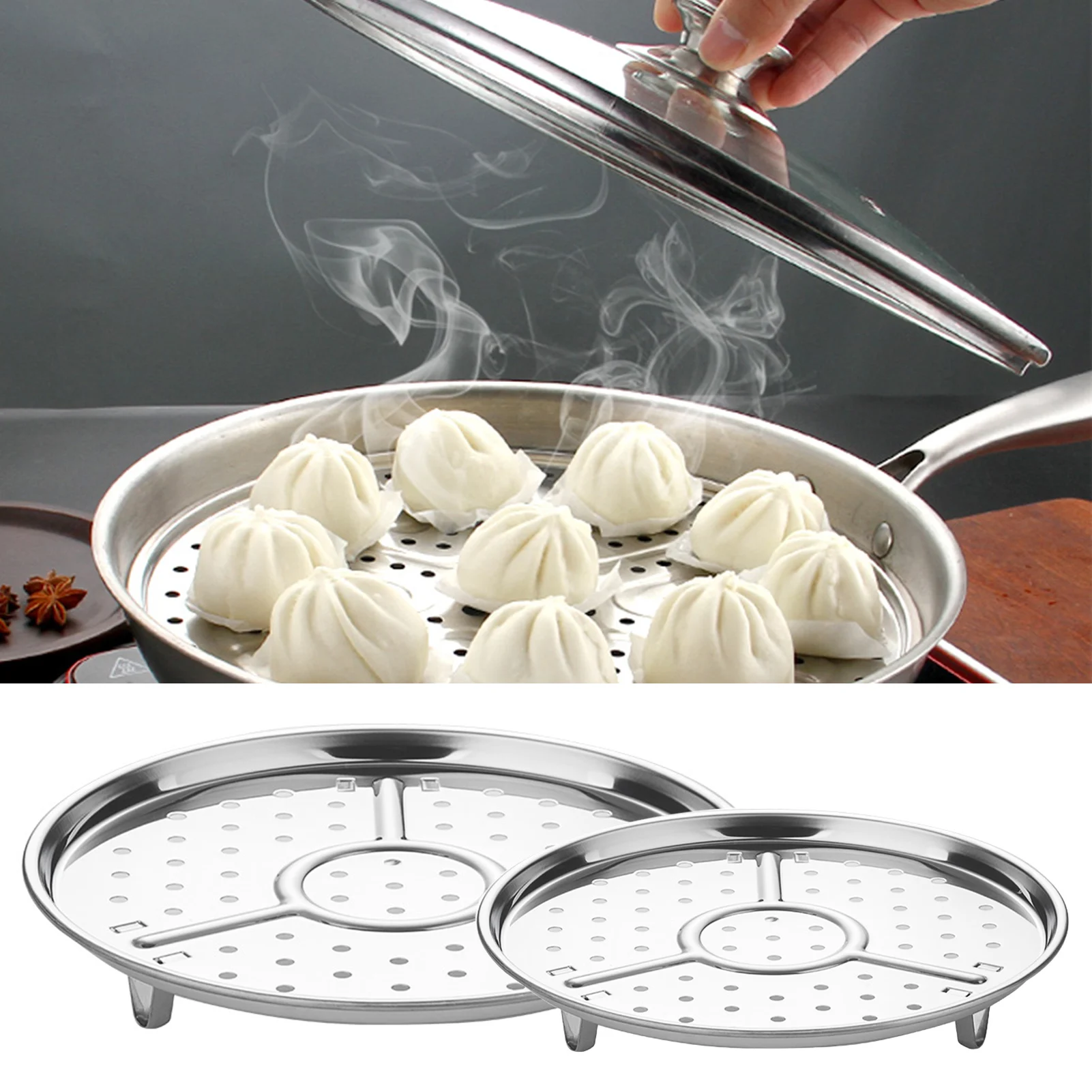 

21/25CM Stainless Steel Steamer Rack Insert Stock Pot Steaming Tray Stand Cookware Tool Bread Tray Kitchenware Cooking Tools