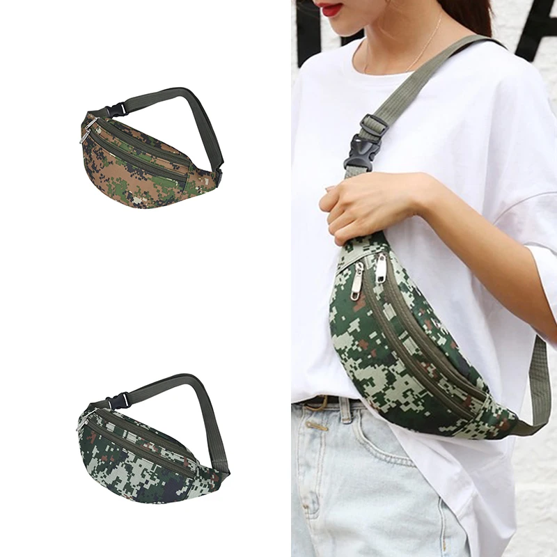 Wholesale Custom Print Fashion Travel Oxford crossbody bag outdoor sling Cellphone Camouflage Waist Bag Fanny Pack chest