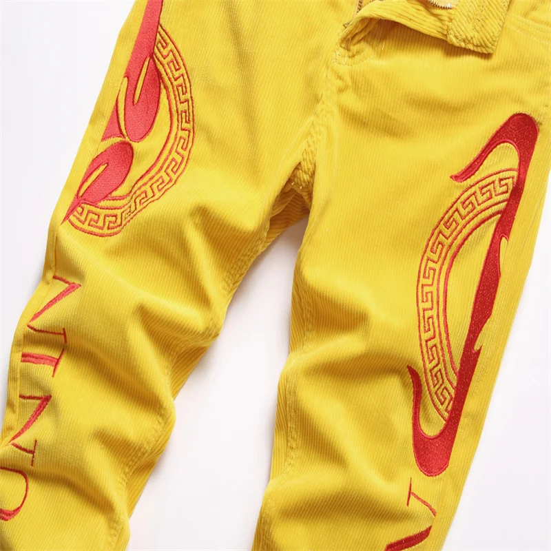 Men's Colorful Graffiti Printed Jeans Y2K Colorful Slim Fit Tapered Elastic Casual Pants Fashion Street Clothing Small Foot Pant