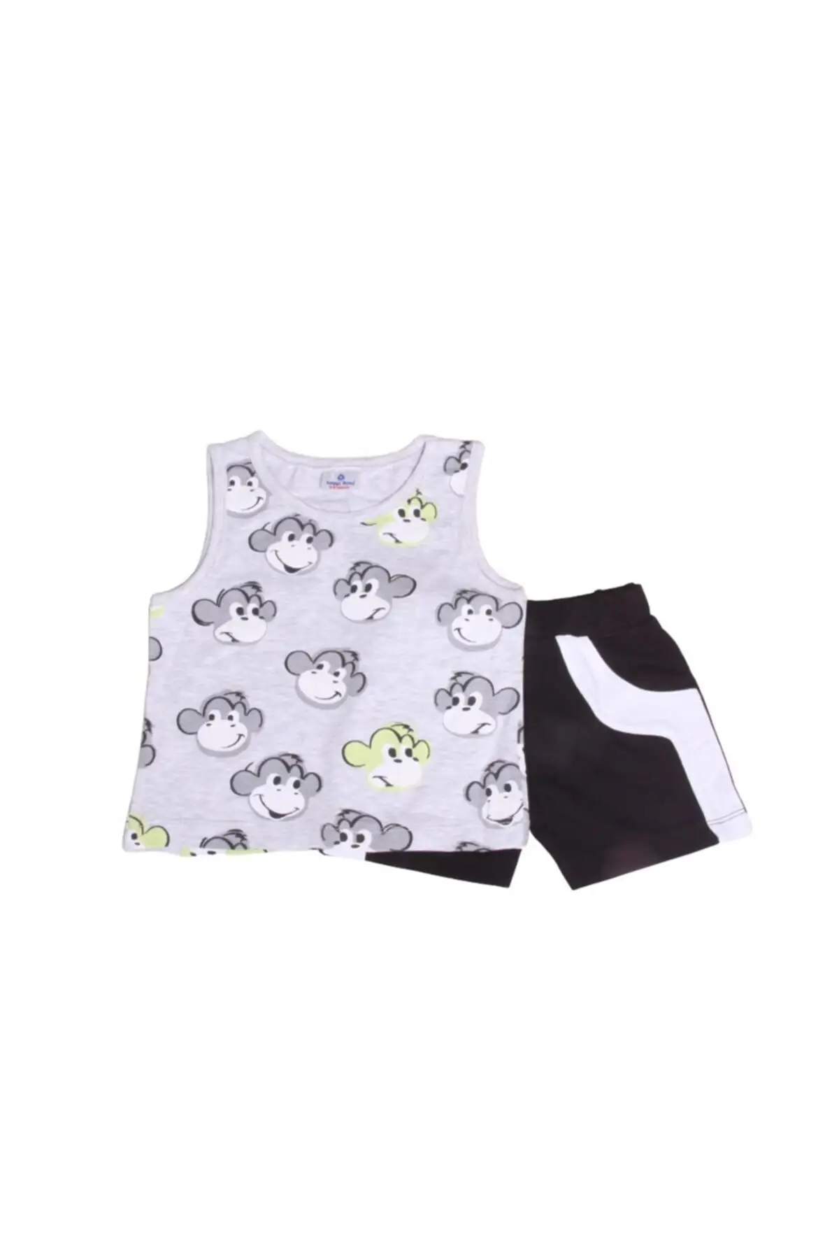 

Newborn Baby Girl Boy Cotton Kids Baby's Clothing Baby Male Monkelic Gray Sleeveless Top & Black Shorts Suit LGB-5094