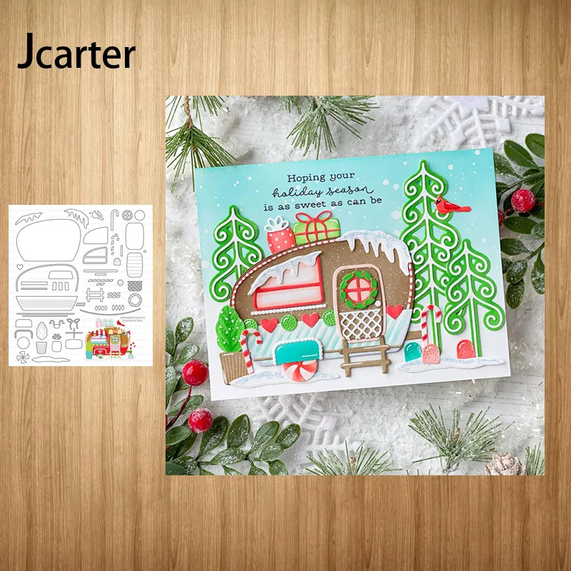 

Gingerbread Camper Frame Mold Craft Embossing Stencil for Scrapbooking Handmade Tool Album Model Punch Blade Decoration Template