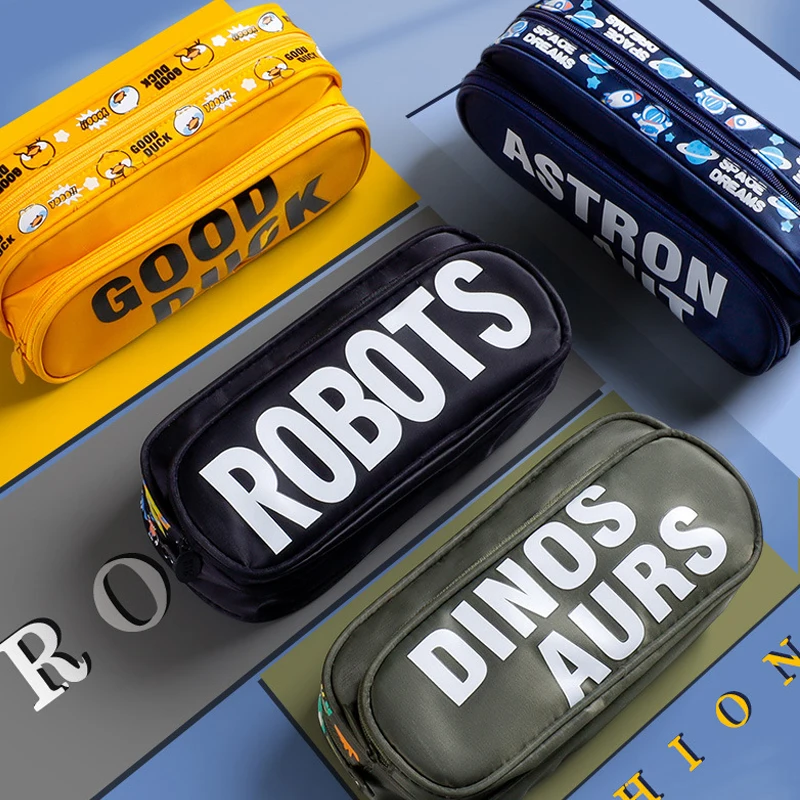 

Вместительные милые Мультяшные креативные двухслойные пеналы для карандашей, школьные карандаши для хранения, милые канцелярские принадлежности