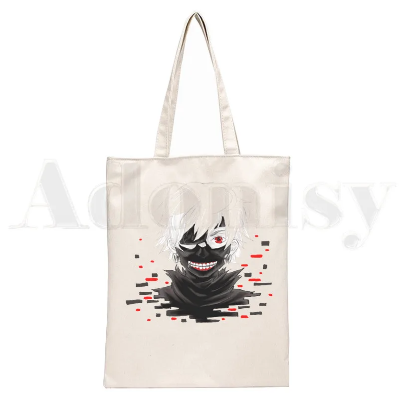 Tokyo Ghoul Anime Funimation Kaneki Ken Split Face Handbags Shoulder Bags Casual Shopping Girls Handbag Women Elegant Canvas Bag