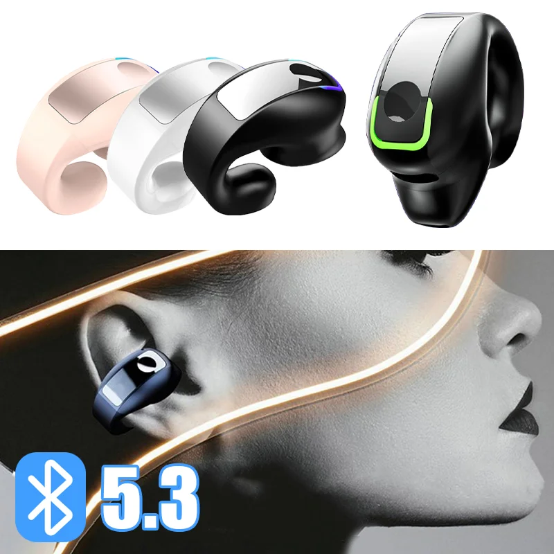 

New Bluetooth 5.3 Earphones Bone Conduction Ear Clip on Headphones Wireless Earbud with Microphone Headset for Xiaomi iPhone