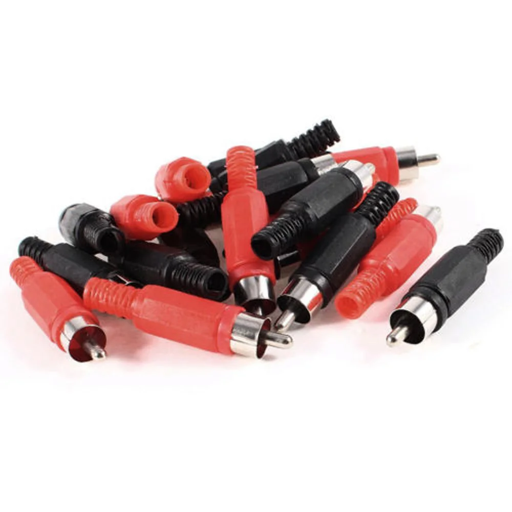 

20Pcs Black/Red RCA Male Plug Solder Type Connectors Adapters Terminals AV Audio
