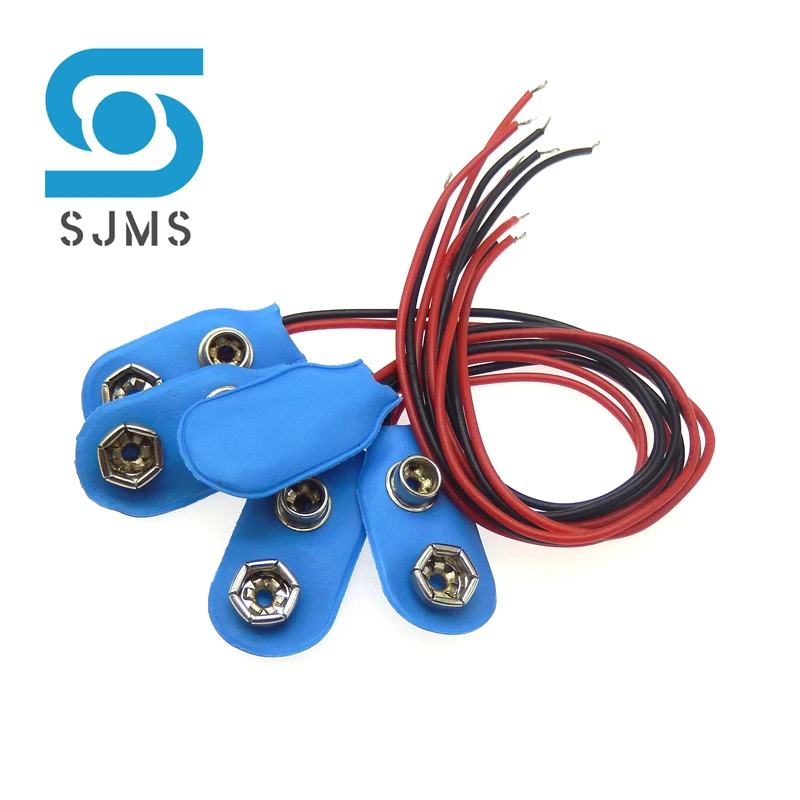 

5Pcs 9V Battery Snap Connector clip Lead Wires holder I type Black Red Cable Connectors 15CM for Arduino DIY Blue