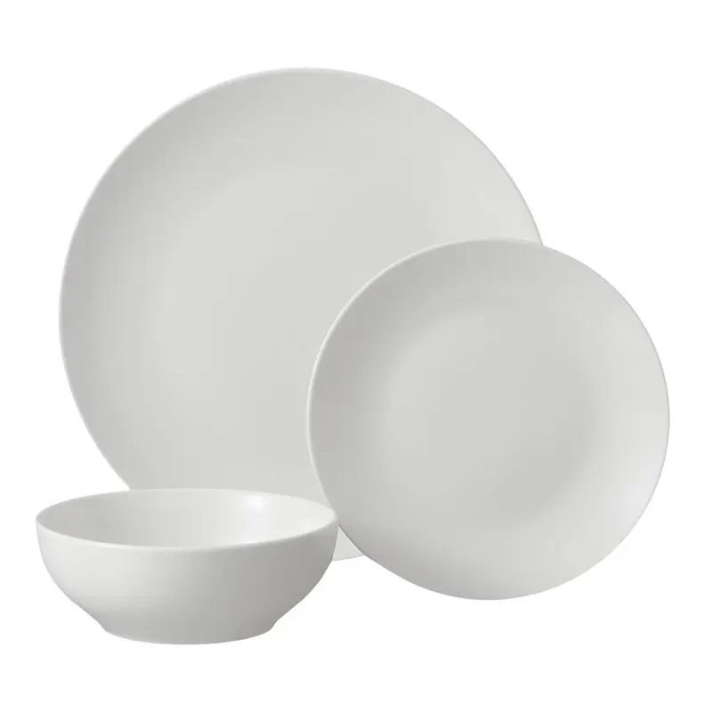 

Glazed White Stoneware Dinnerware Set, 12-Pieces