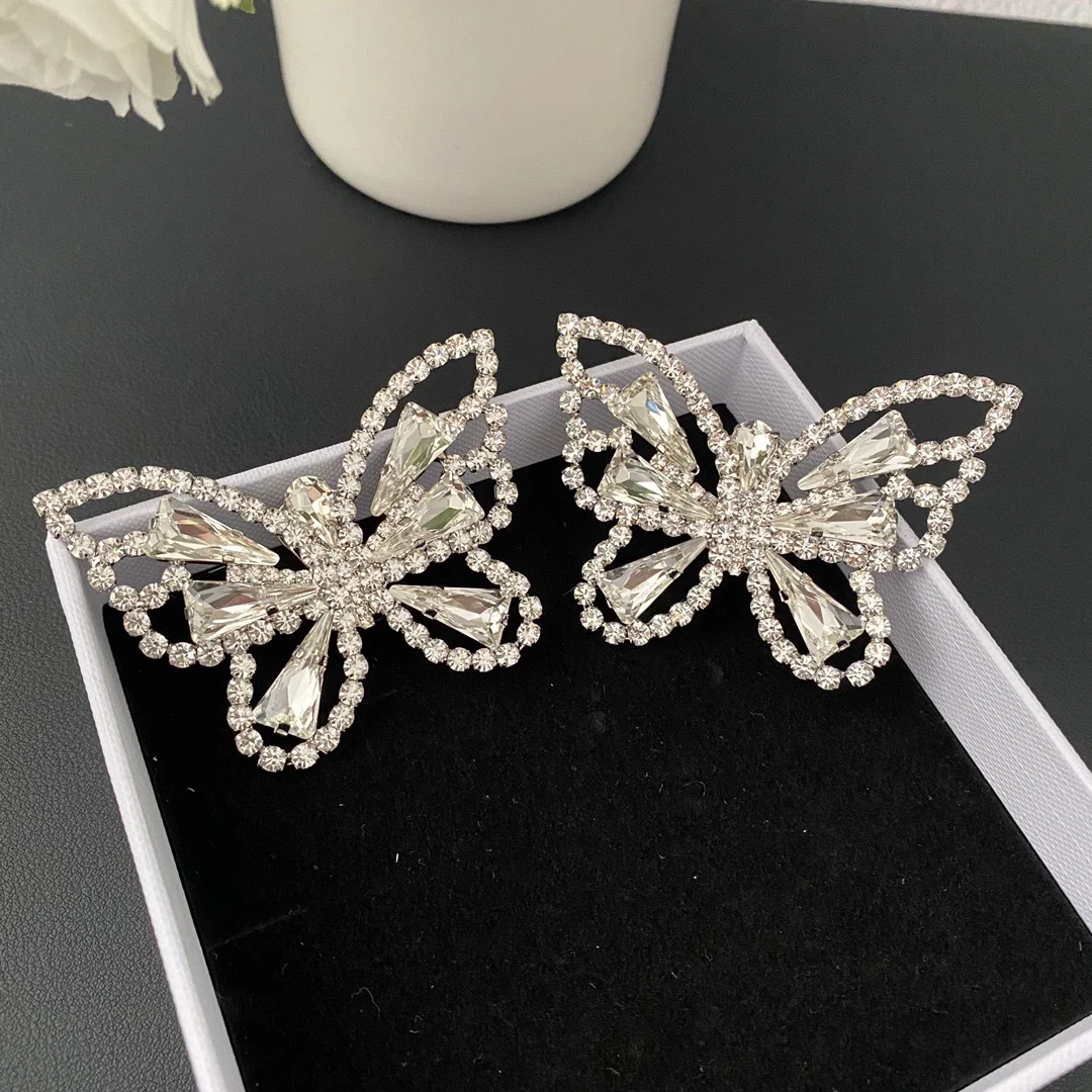 

European and American popular bow crystal ear clips