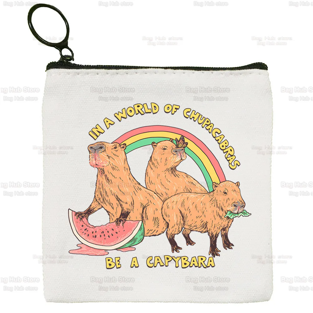 Capybaras Simple Coin Purse Female Kawaii Cartoon Animal Student Canvas Cute Key Bag Mini Clutch Small Purse