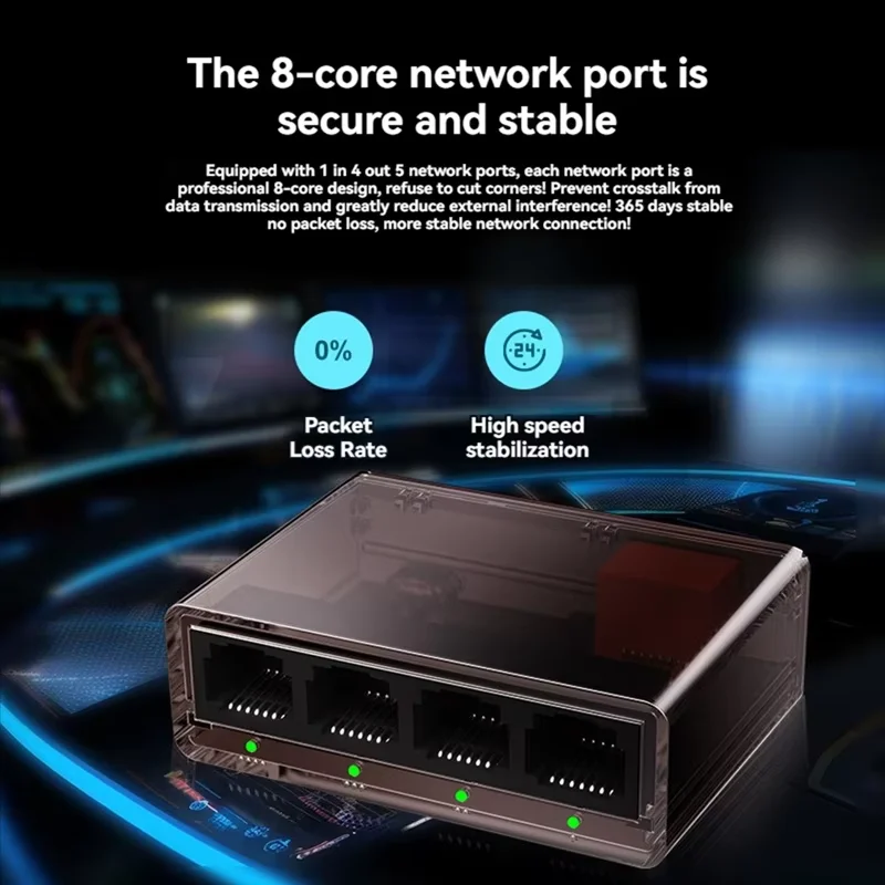 Фото Гигабитный коммутатор, 5 портов, 100/1000 Мбит/с, сетевой коммутатор RJ45, LAN-концентратор, Ethernet, 1000 Мбит/с, стабильный интеллектуальный сетевой интернет-адаптер №4