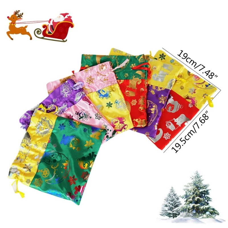 

5x Drawstring Christmas Cookie Gift Bag Treat Bags For Gift Giving Christmas Party Favor Bakery Bags Candy Bags 124E