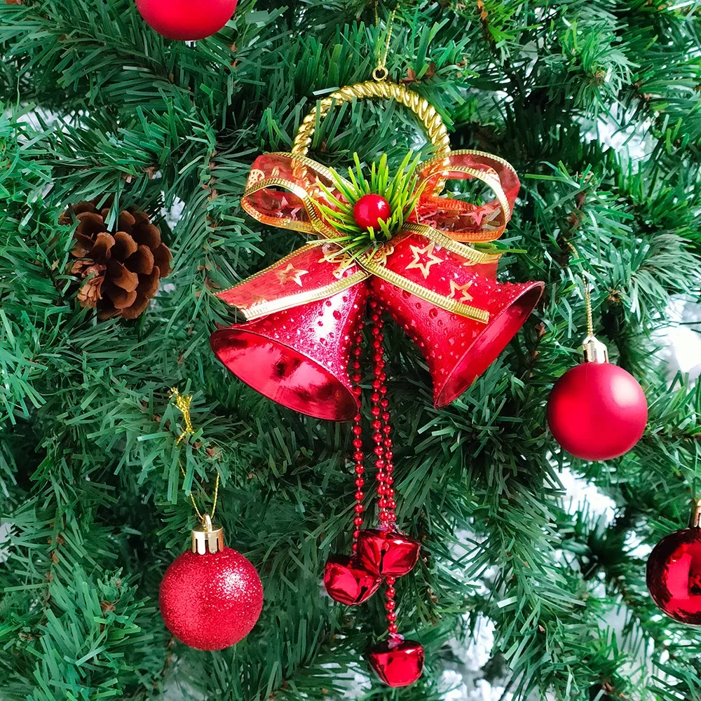 

Christmas decorations red gold bell pendant diy Christmas tree door handle window hanging decorations children's gifts