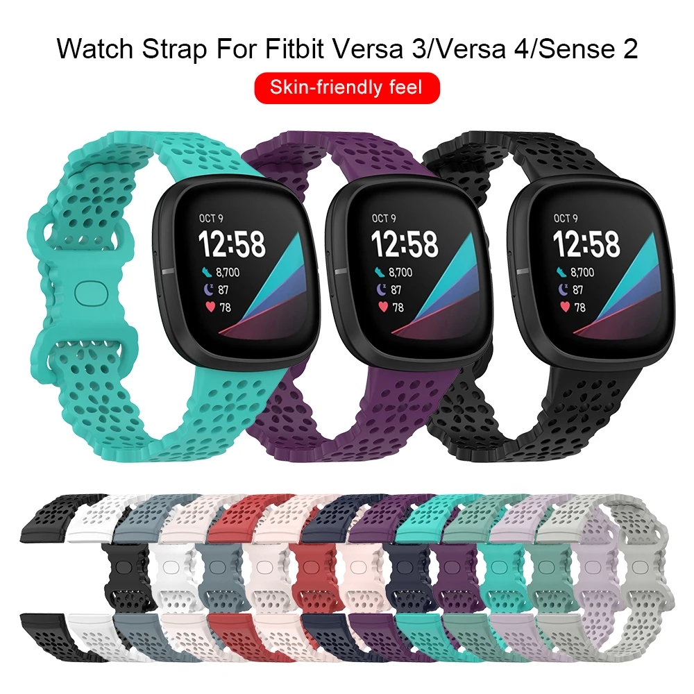 

Спортивный силиконовый Воздухопроницаемый ремешок для браслета Fitbit Versa 3 4 Versa3, сменный ремешок для браслета Fitbit Sense 2