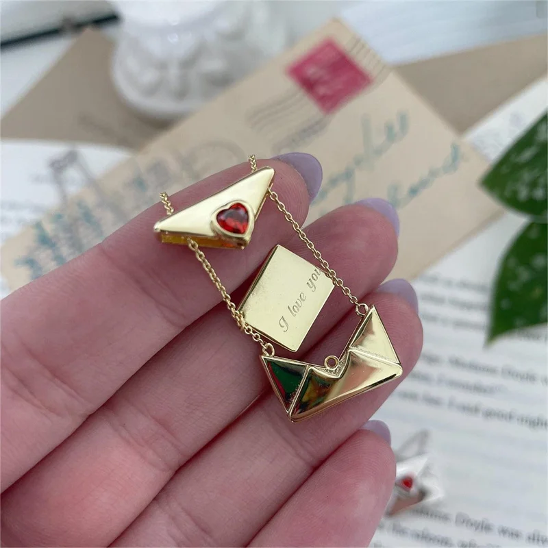 Ожерелье с подвеской в форме конверта надписью &quoti Love you&quot