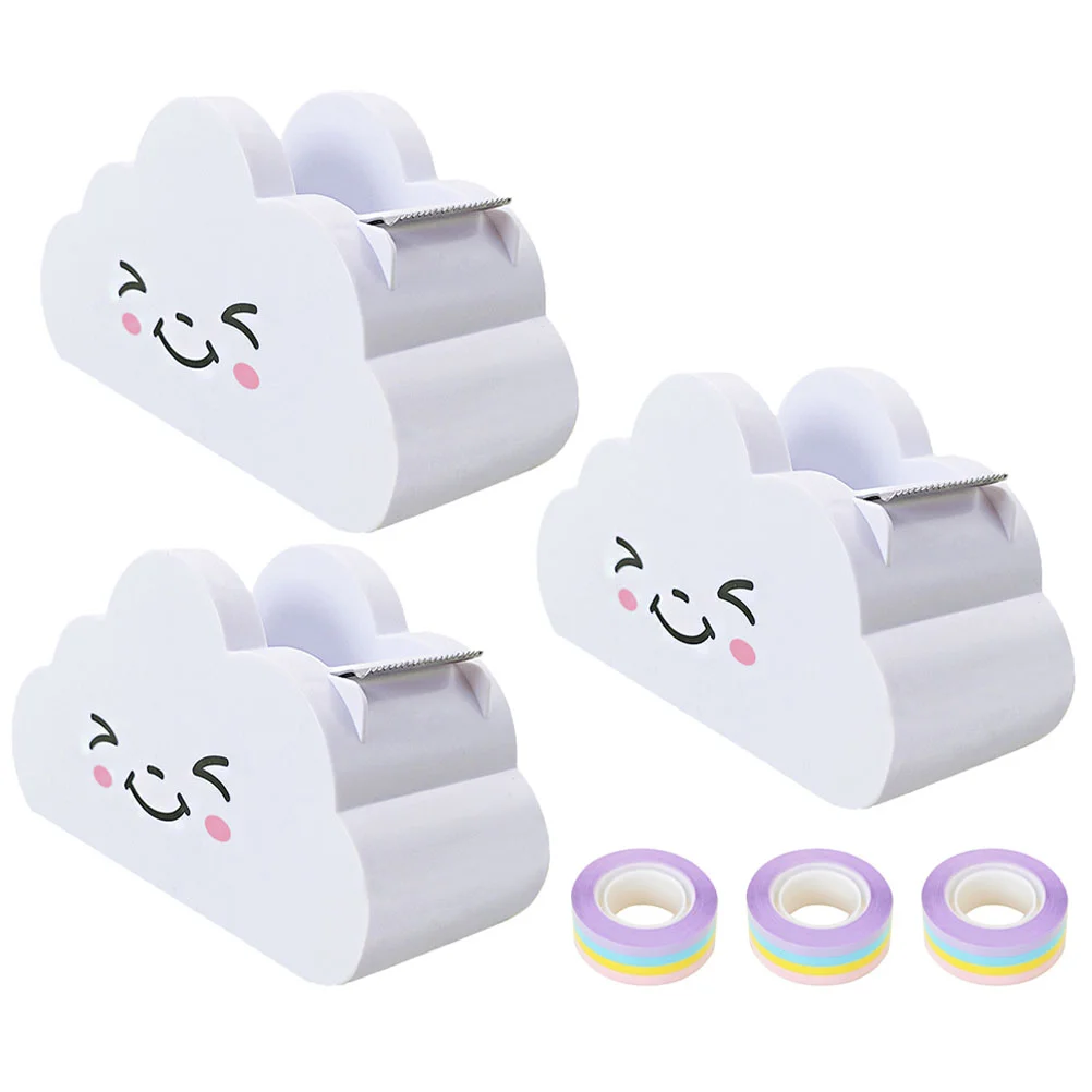

3 Sets Tape Office Supplies Stickers Portable Household Dispenser Washi Holder Plastic Student Label