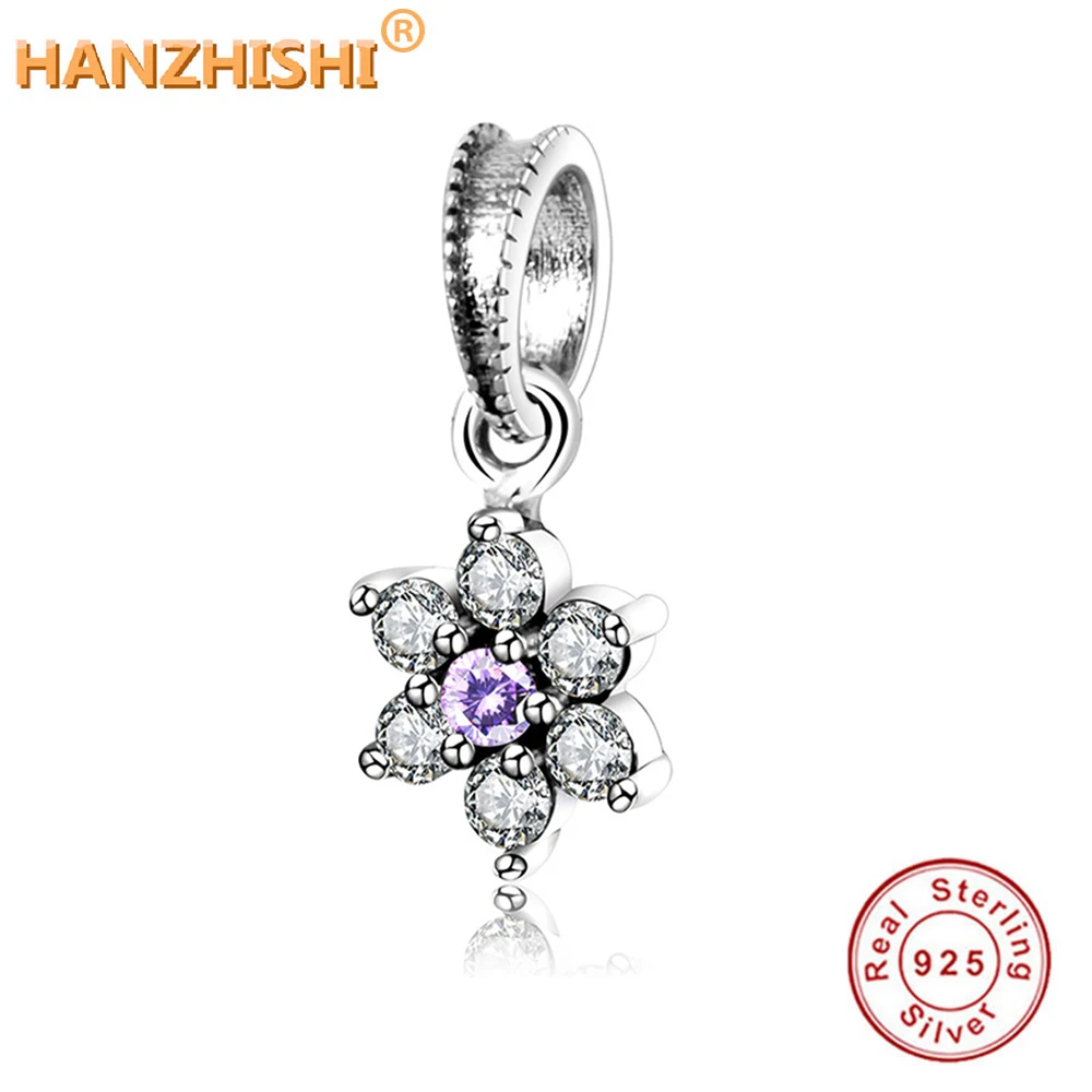 

Forget Me Not Dangle Charms With Purple Clear Zircon Fit Pandora Charm Bracelet 925 Sterling Silver DIY Beads berloque Jewelry