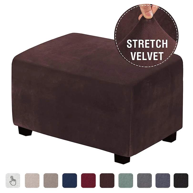 

Silver Fox Velvet Elastic Sofa Pedal Cover All-Inclusive Stool Cover Thickened Plus Velvet Foot Bath Massage Bench Pedal Cover