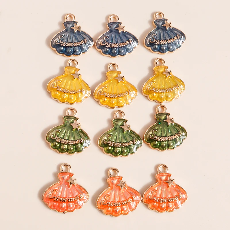 

10pcs 16*18mm Cute Enamel Summer Shell Charms for Jewelry Making Marine Life Charms Pendants DIY Necklaces Earrings Gifts