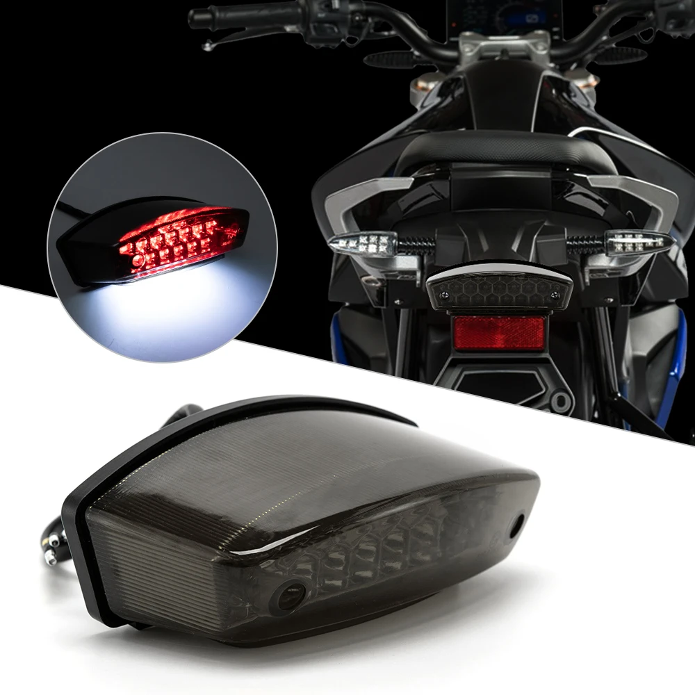 

Universal 21 LED Motorcycle White License Plate Light Red Tail Rear Lights Brake Stop Lamp For 400 620 695 750 800 900 S2R S4R