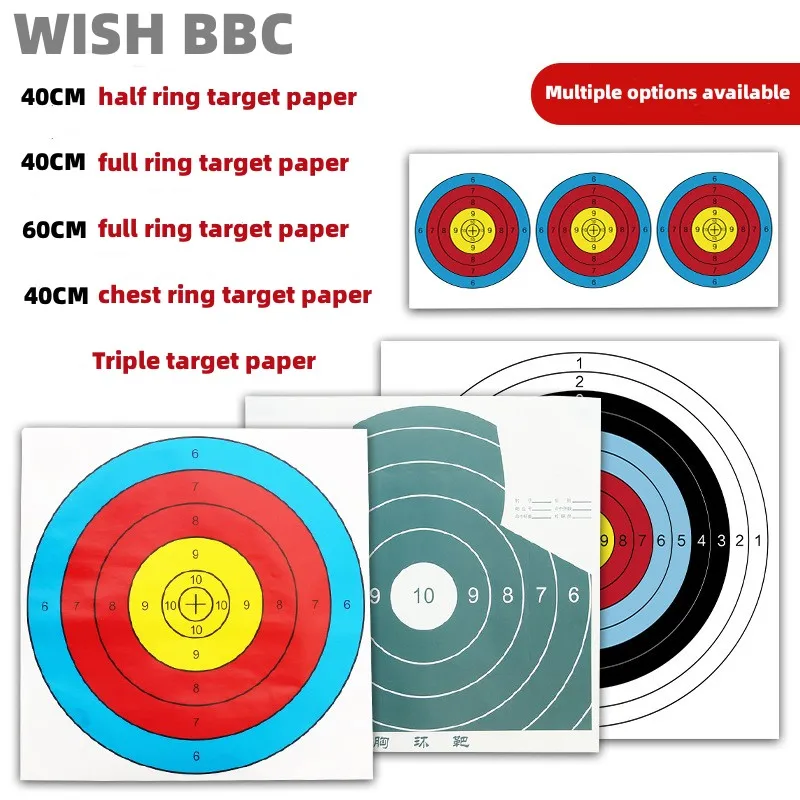 

10PCS Target Face 40*40cm / 60*60cm Archery Target Paper Hunting Archery Kit Standard Full Ring Single Spot +4 Free Target Pins