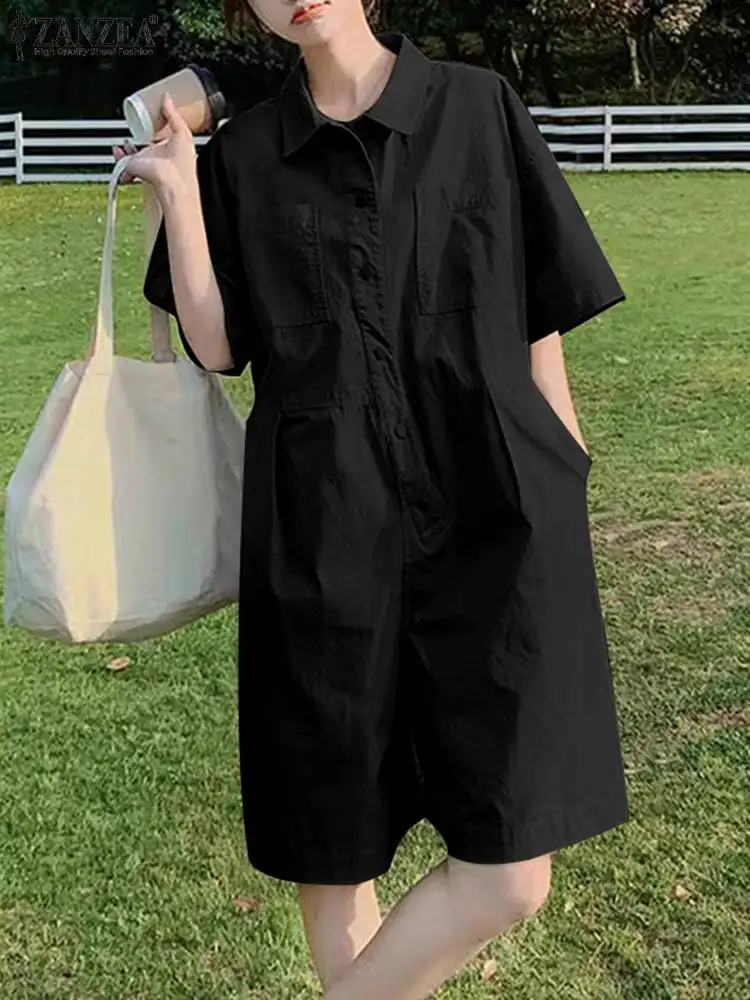 Комбинезон ZANZEA женский с отложным воротником повседневная одежда для работы