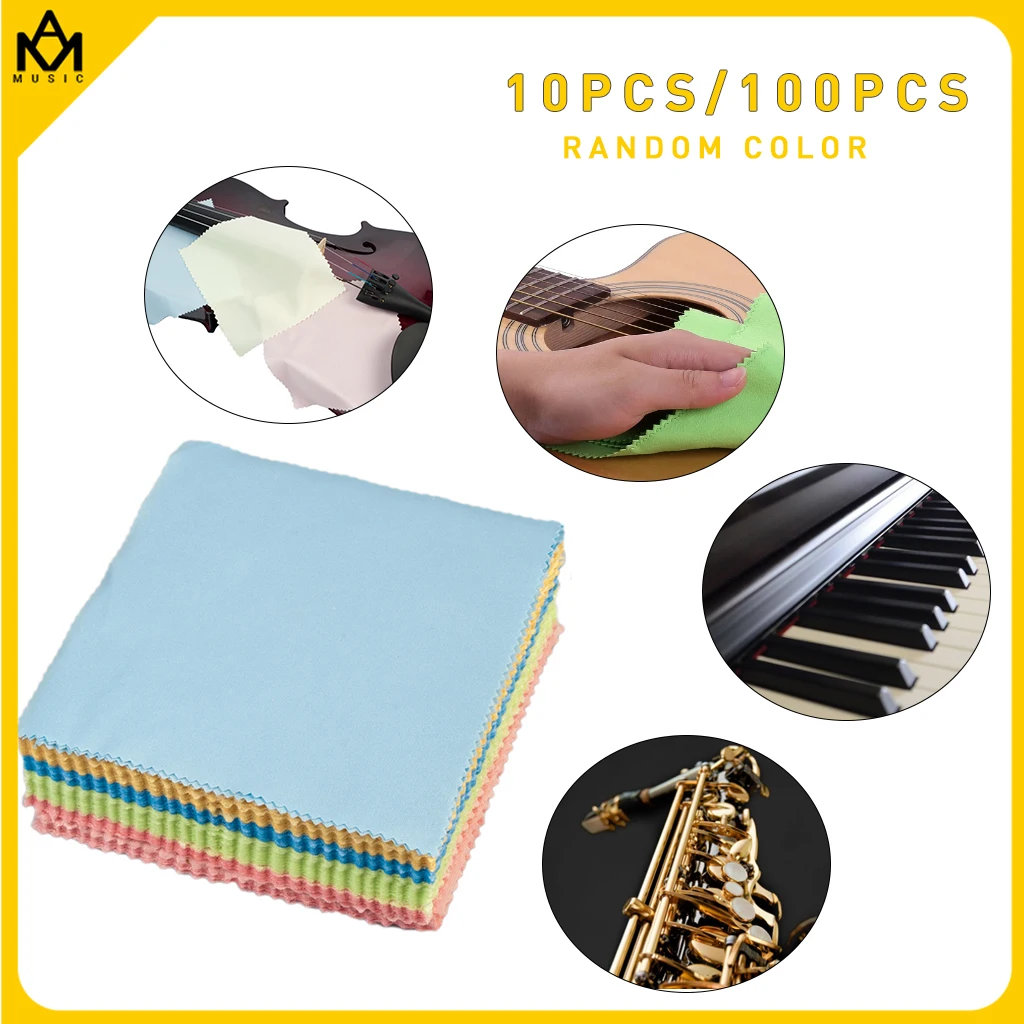 

100pcs Clean Cloth Microfiber Material Professional Musical Instrument Cloth For Violin Piano Guitar Saxophone