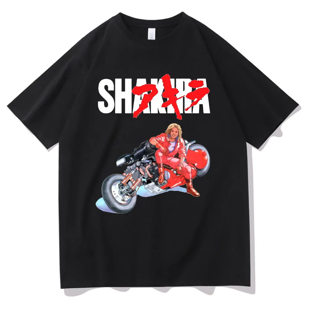 

Anime Cartoon Shakira Akira Shotaro Kaneda Motorcycle Tshirt Manga Tokoyo Fashion Harajuku Graphic Tees Men Women Black T-shirt