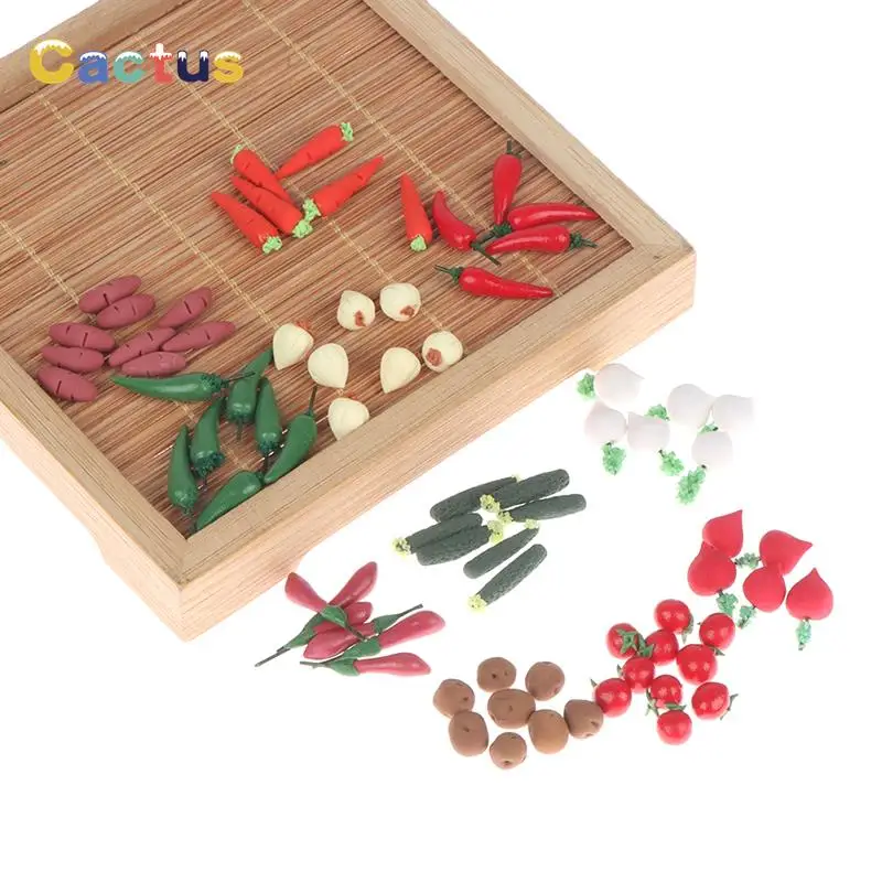 10Pcs/set 1:12 Dollhouse Fruit Vegetables Carrot Tomato Radish Kitchen Decor Toy